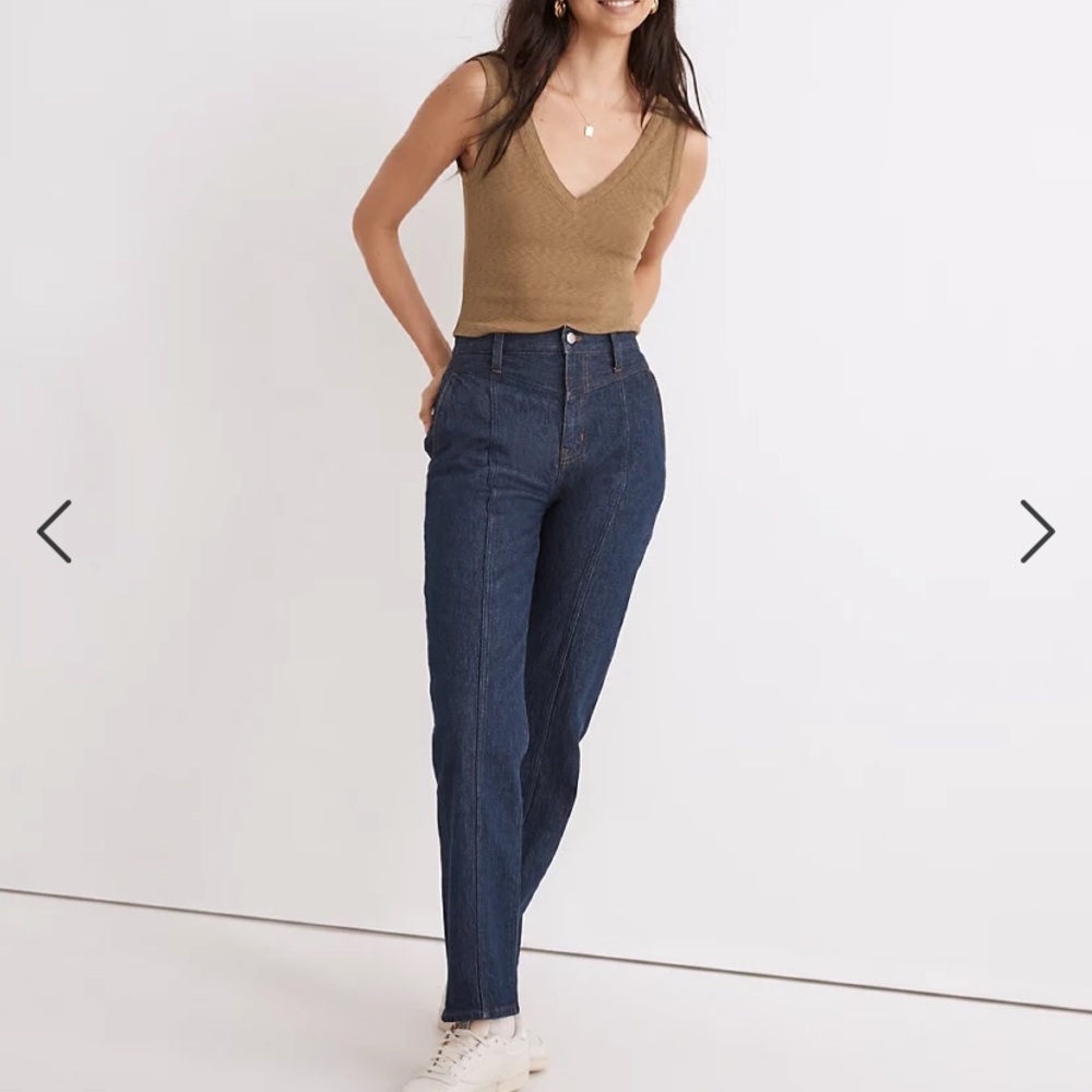 NWT Madewell The Perfect Vintage Straight Jean in Greenhaven Wash Seamed - 25